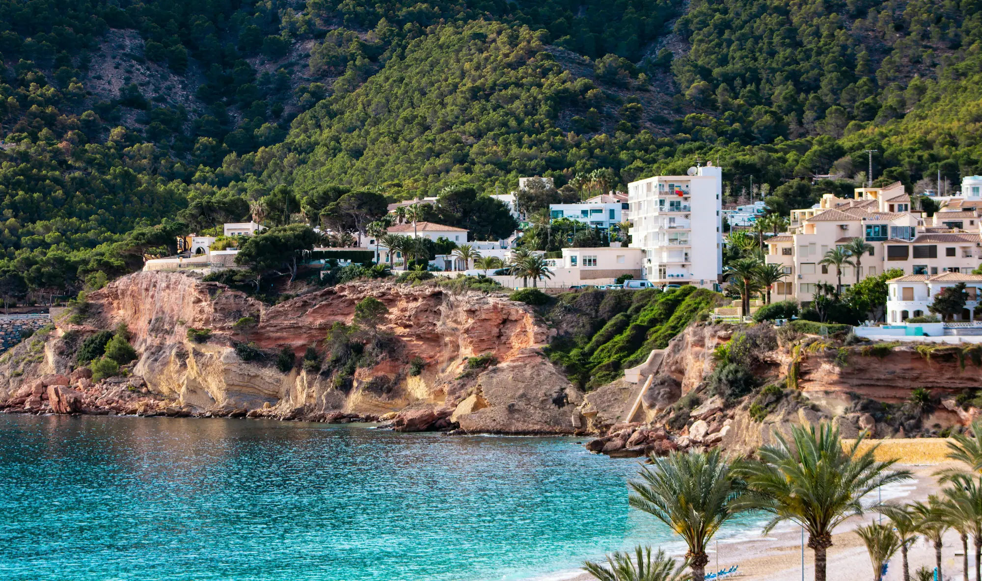 Whitewashed terrace overlooking the Mediterranean